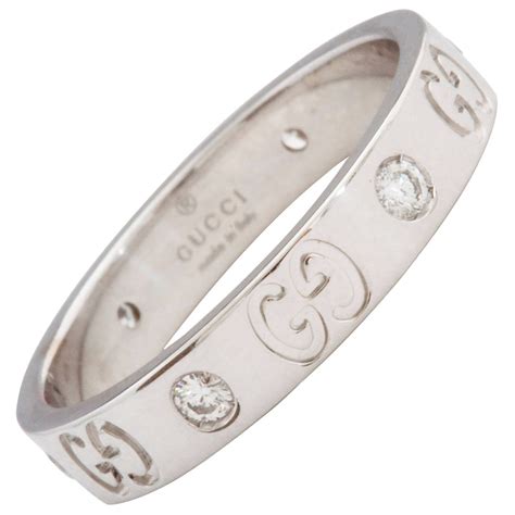 gucci 18k white gold diamond 3g band ring|Gucci engagement ring.